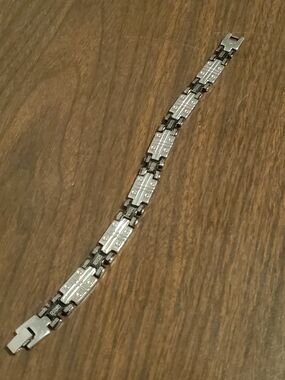Source Unknown Stainless Steel Rectangular Link Bracelet - Silver, Black